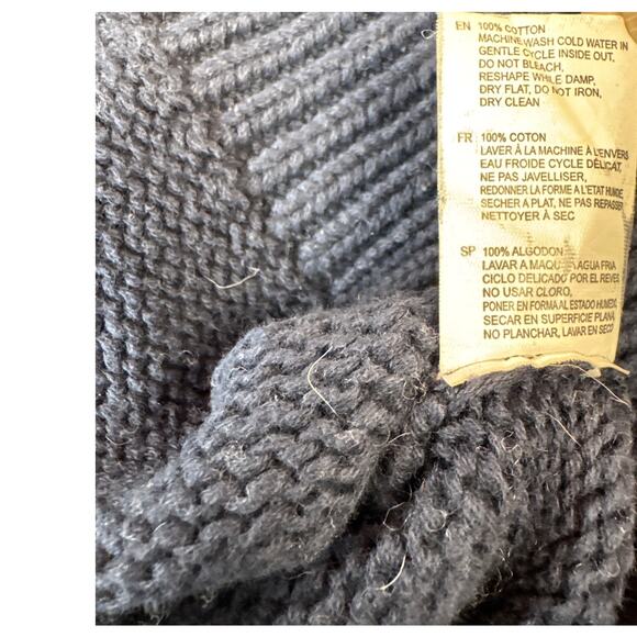 Cloth Sweater Crewneck Floral Embroidered Cropped Knit Navy Size XS - Picture 8 of 8